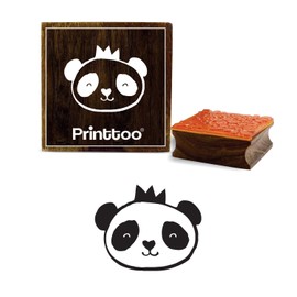 Printtoo Scrap-Booking Panda Bear Face Design Square Wooden Rubber Stamp Diary Card-3 x 3 Inches