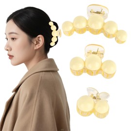 KEUKORZ White Hair Claw Clips Set - 3Pcs Large+Medium+Small Hair Claw Clips Strong-Hold Non-slip for Women’s Thick Hair - Fashion Cute Accessories for Styling Makeup Daily Wear(3 Sizes)