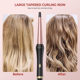 Konischer Lockenstab aus Keramik für Natürliche Wellen Locken Conical Curling Wand Lockenwickler Lockenstäbe, Durchmesser 13-25mm, Maximale Temperatur 220°C, Doppelspannung 100-240V, Roségold/Schwarz