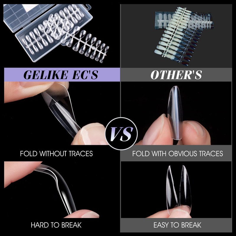 gelike ec Nail Tips Gel for Home: Short Almond 240pcs