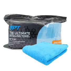 Optimum The Ultimate Detailing Towel – Microfiber Car Detailing Towel, 550 GSM, 16” x 16”, 70/30 Blend – 12 Pack, Blue