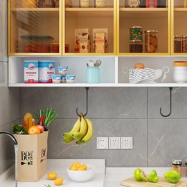 Zyuzles 3Pack Banana Holder,Banana Holder Under Cabinet,Metal Banana Hanger Hook,Rotatable Banana Hook,Keep Bananas Fresh or Other Fruits