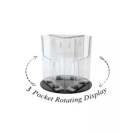Marketing Holders 3 Pocket Pamphlet Flyers Holders Rotary Counter Display 5.5"w Literature Bi Fold