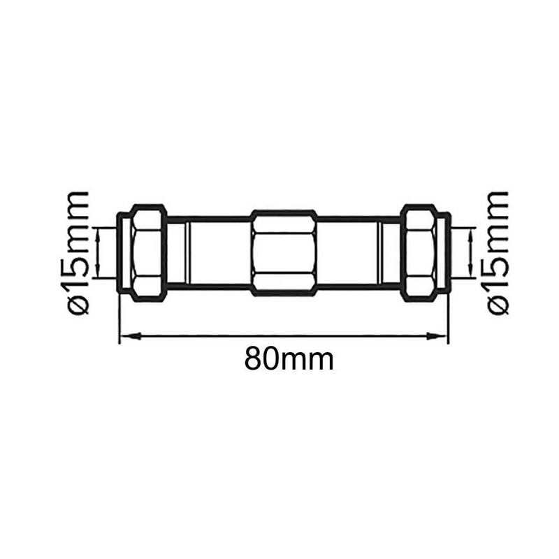15mm Compression Burst Pipe Repair Coupling Connector Brass Fitting 80mm