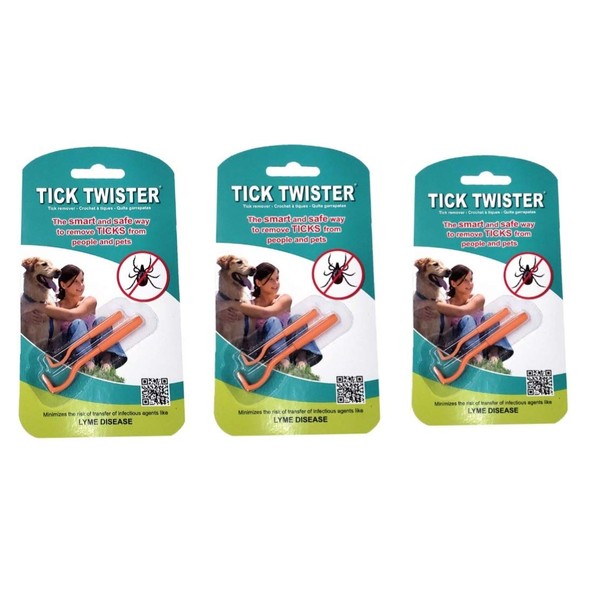 Tick Twister 00100-O Triple, Orange, Three Sets Tick Remover Small