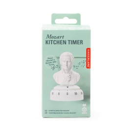 Kikkerland Mozart Kitchen Timer, Mechanical Kitchen Timer, 60 Minutes Wind up Timer for Cooking, Reading and Sports, Plays Rondo Alla Turca, White