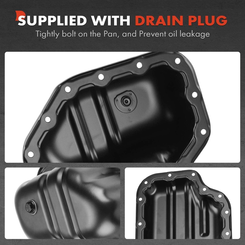 A-Premium Engine Oil Pan Sump with Drain Plug Compatible with