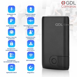 Tecno-10 Innovacion Microfono Espia Black Box WiFi Grabadora De Voz a Distancia Portable Soporta Audio En Vivo Activada por Voz Bateria 9 Meses Modo Espera