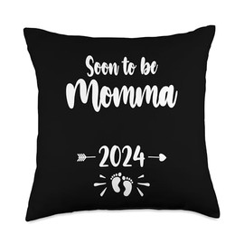 Momma Soon To Be Mom 2024 Mother Pregnant Kids Mothers Day Throw Pillow