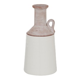 The Novogratz Ceramic Vase with Pink Accents, 6" x 6" x 12", White
