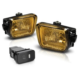 IINAWO Fog Halogen Front Left Right Side Yellow Lens Golden Lens Fog Bumper Lamps w/Switch+Harness for Honda for Civic CX/DX/EX/HX/LX/Si 96-98 & EX-R 97-98 H3-Bulb Shape Code 08V31-S01-100F