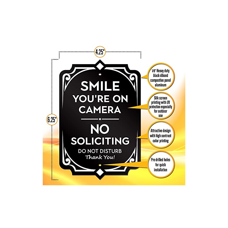 SignSeries Smile You’re on Camera - No Soliciting, Door Signs