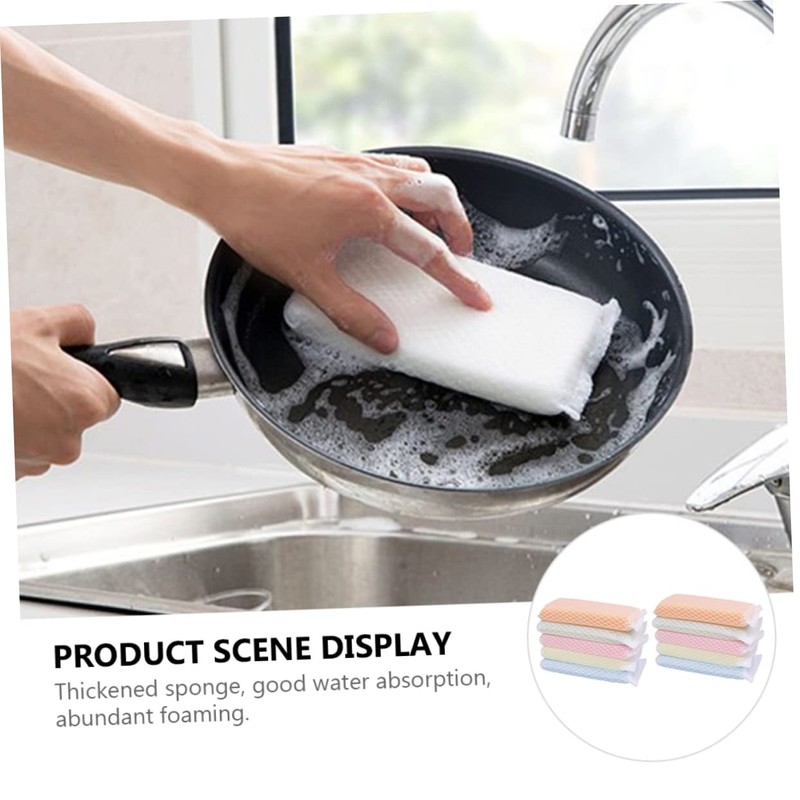 ORFOFE 10pcs Cleaning Dishcloths Scouring Sponge Scrubbers for Kitchen Bathroom