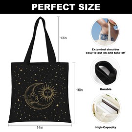 Witchy Canvas Tote Bag for Women, Canvas Totes Bag with Pattern for Shopping, Gym, Travel