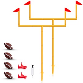 Jenaai 2 Pcs Football Field Goal Post Set with 4 Inflatable Footballs, 2 Kicking Tee, Pump Kids Easy Assembly Sport Football Accessories 8 x 6 ft Adjustable Football Goal Post for Youth Backyard Game