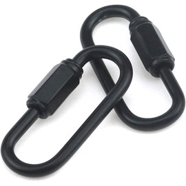 Nicerity Heavy Duty D Shape Chain Locking, M3.5 3.5MM Chain Quick Link Connector- Black (Pack of 6)