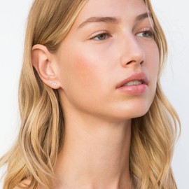 day.berlin Stud Earrings Ladies Set of 4 Basic Earrings with Zirconia Crystals 3mm & 4mm, Stainless Steel in Silver, Gold and Rose Gold, Stainless Steel, Rose-Gold