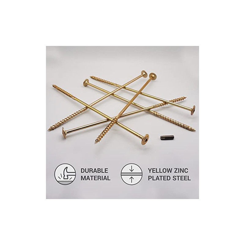 (Pack of 8) Galvanised Steel 8.0 x 280mm Yellow Wood