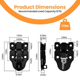 UBANU Toggle Hasp Latches Hardware with Hardening Screws, 4 Pack Black Classical Duckbilled Tool Box Buckle Latch Locks Replacement for Cabinet, Guitar Case, Chest, Jewelry Box, Ordinary Wooden Box