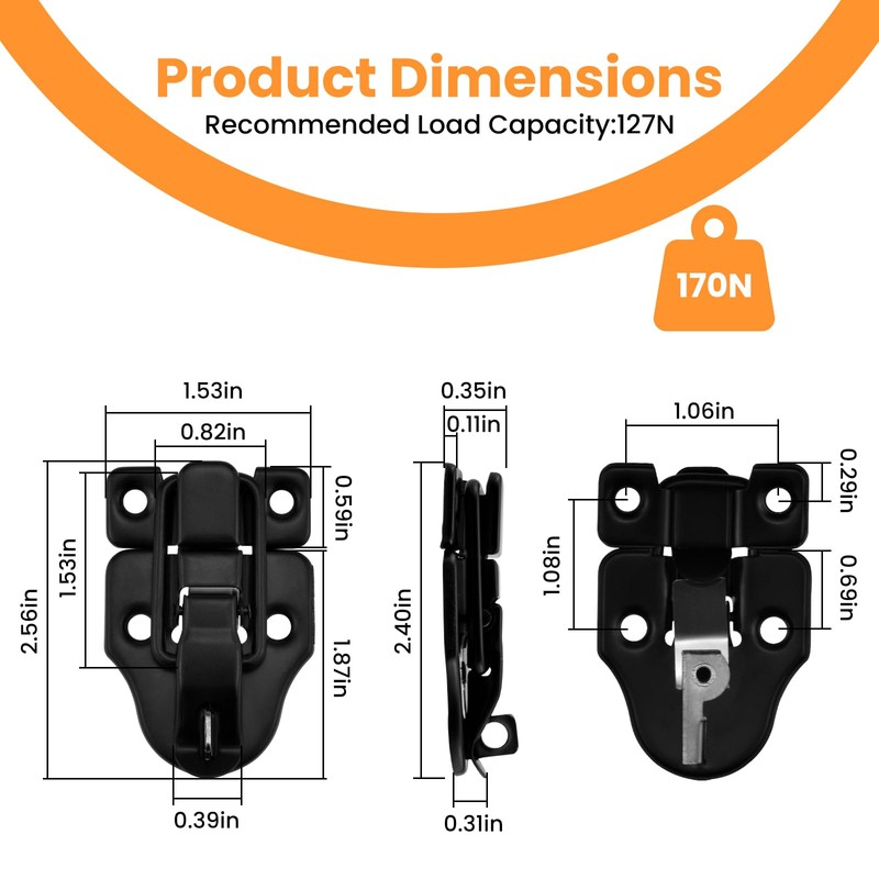 UBANU Toggle Hasp Latches Hardware with Hardening Screws, 4 Pack