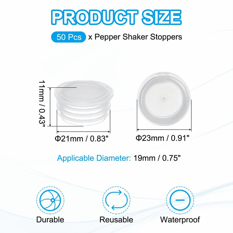 PATIKIL Salt and Pepper Shaker Stoppers 19mm/0.75", 50Pcs Plastic Salt