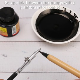 LOONENG Ruling Pen for Masking Fluid, Perfect Fine Line Drawing, Technical Cartography and Calligraphy, Suitable Use with Drawing Ink, Indian Ink Gouache