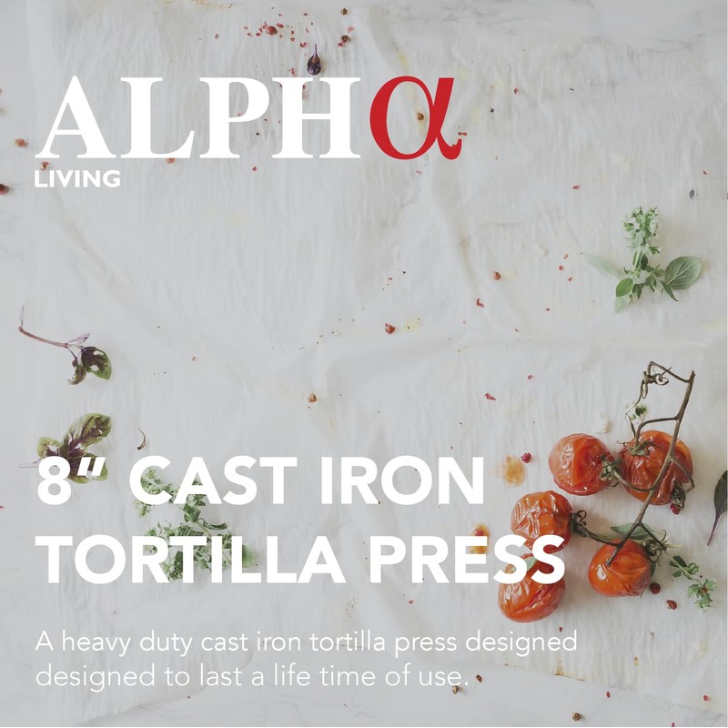 Alpha Living Tortilla Press – 8 Inch Cast Iron Quesadilla