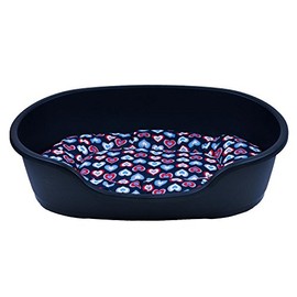 adena Dog Basket 92 x 61 cm Anthracite + Cushion Hearts Blue