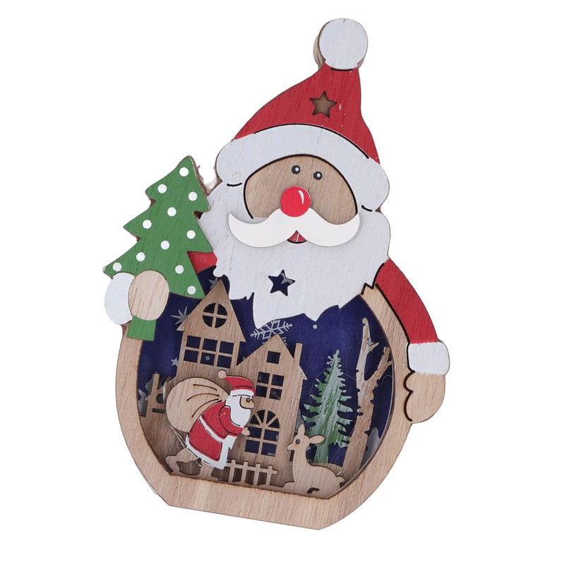 Luminous Christmas Ornament LED Light Emitting Wooden Christmas Decorations Ornaments