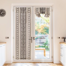 NICETOWN Boho Door Curtain for Window, Farmhouse Linen Door Shade for Living Room Bedroom Self Adhesive Door Blind for Sidelight Window, Rod Pocket Tie Up Shade, 26 x 72 Inch Long, 1 Panel, Angora