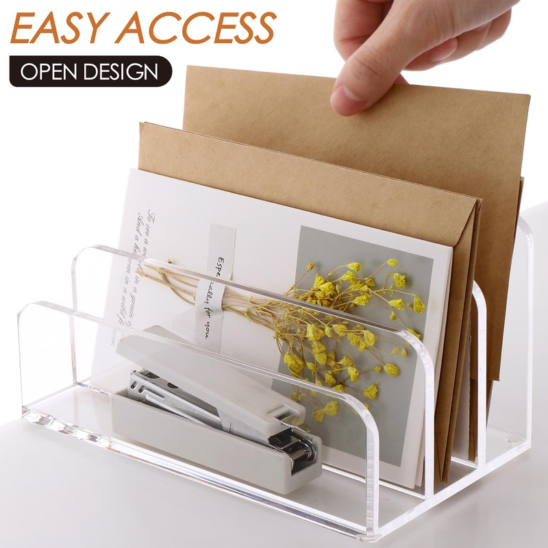 SANRUI 3 Compartments Mail Organizer Letter Holder for Desk ,Vertical