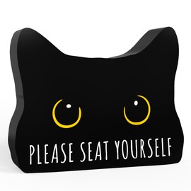 Please Seat Yourself Funny Bathroom Acrylic Decor Sign Black Cat Decor Cat Decor for Home Bathroom Cat Lover Gifts For Women Men