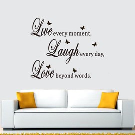 Inspirational Family Wall Stickers for Bedroom: Home Quotes Motivational Vinyl Art Wall Decals for Living Room Kitchen Apartment Bathroom - Live Every Moment 18" X 15"