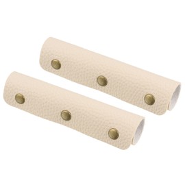 PATIKIL Luggage Handle Wrap, 2 Pack PU Handbag Grip Cover Protector Identifier with Clasp for Suitcase Grocery Shopping Bag, Beige