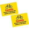 2 x Cyclist Beware of Passing on Inside Vinyl Sticker