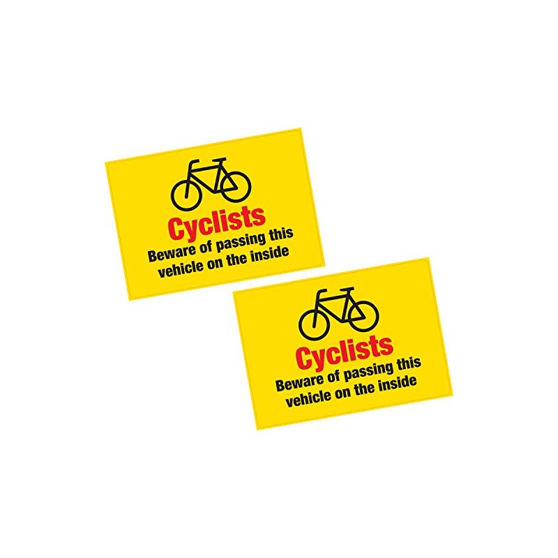 2 x Cyclist Beware of Passing on Inside Vinyl Sticker