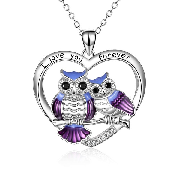 ONEFINITY Sterling Silver Owl Necklace Mother Daughter Owl Lover Bird