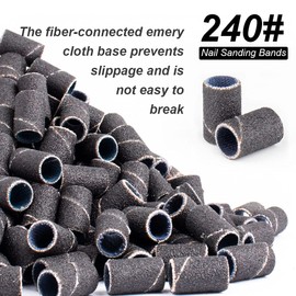 Rolybag Sanding Bands for Nail Drill, 240 Grit Sanding Band Include 100 Fine Grit Sanding Bands and 2 Pcs Mandrel Bit for 3/32" Nail Drill Machine, Black