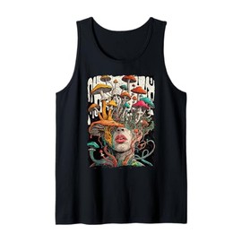 Mushrooms Growing from Human Head Surreal Botanical Art Tank Top
