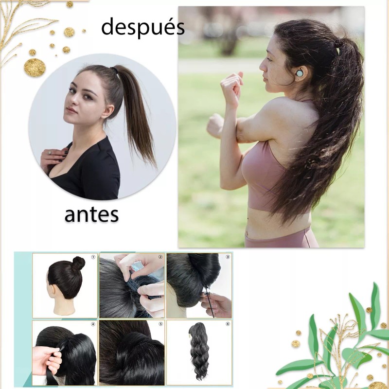 Xbwig Extensiones Natural Coletas Cola Caballo Ondulado 24 PLG