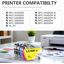 Lamburee LC406XL Ink Cartridges with High-Yield Replacement for Brother LC406 XL Work with MFC-J4335DW MFC J4535DW MFC-J5855DW MFC-J5955DW MFC-J6555DW MFC-J6955DW Printers (5 Pack)