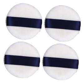 SAFIGLE 4Pcs Fluffy Round Powder Puff with Ribbon for Makeup Soft Velour Cosmetic Tool for Loose Powder Foundation Application Easy to Clean Reusable