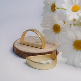 Stainless Steel Gold Napkin Rings Set of 8 Metal Napkin Ring Holders Modern Ring Holder Serviette Buckles Metallic Adornment for Table Settings Kitchen Dinner Party Wedding (Matte Gold Semicircle)