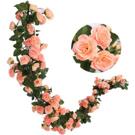 desikaky Rose Garland, Set of 2, 138 Flowers, Handmade Wreath, Rose Garden Decoration, Hanging, Silk Flowers, Interior Decoration, Wedding Accessories, Party Decoration, Proposal, Kitchen, Office, Valentine's Day, Wedding Ceremonies, Length 5.9 ft (1.8 m)