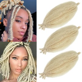 Marley Twist Braiding Hair Marley Twist Hair Springy Twist Hair Afro Twist Hair 14 Inch 3 Packs Pre Separated Pre Fluffed Twist Hair for Braids Marley Crochet Hair Extensions (613,3Packs)