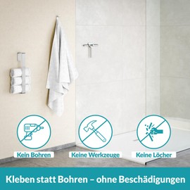 WEISSENSTEIN Shower Squeegee No Drilling – Squeegee Shower with Hook for Holder – Rubber Lip 25 cm – Chrome