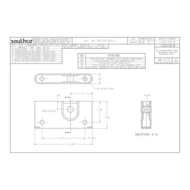 Southco Heavy Duty Roto Lock Kit - Concealed Panel Fastening