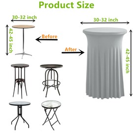 iEventStar 30 inches 32" Highboy Cocktail Round Stretch Spandex Table Cover Table Skirt High Top Tablecloth (30"-32" Dia x 43", Light Gray)