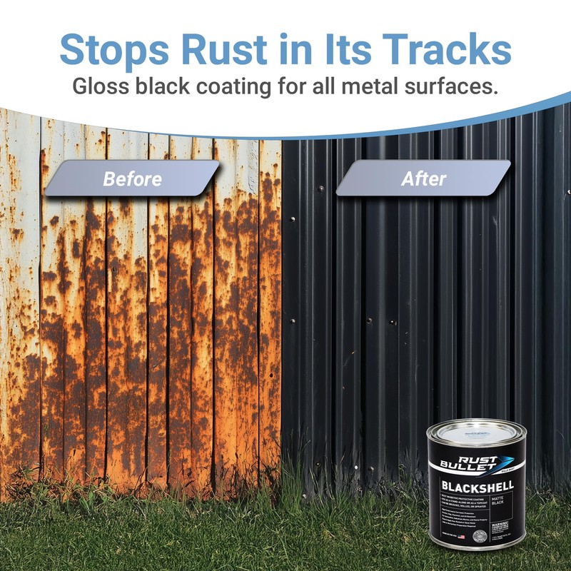 RUST BULLET BlackShell Gloss Black Rust Inhibitor 1 Pint, Preventive