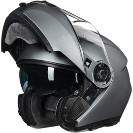 ILM Adult Motorcycle Modular Full Face Helmet Flip up Dual Visor DOT Approved Model 159(Gray,XX-Large)